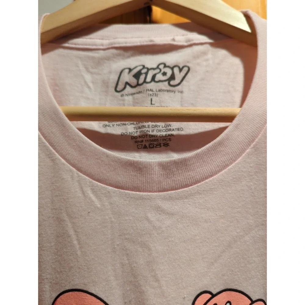Kirby‎ Mens Pink Size Large Expressions Of Kirby Grid Design T-Shirt